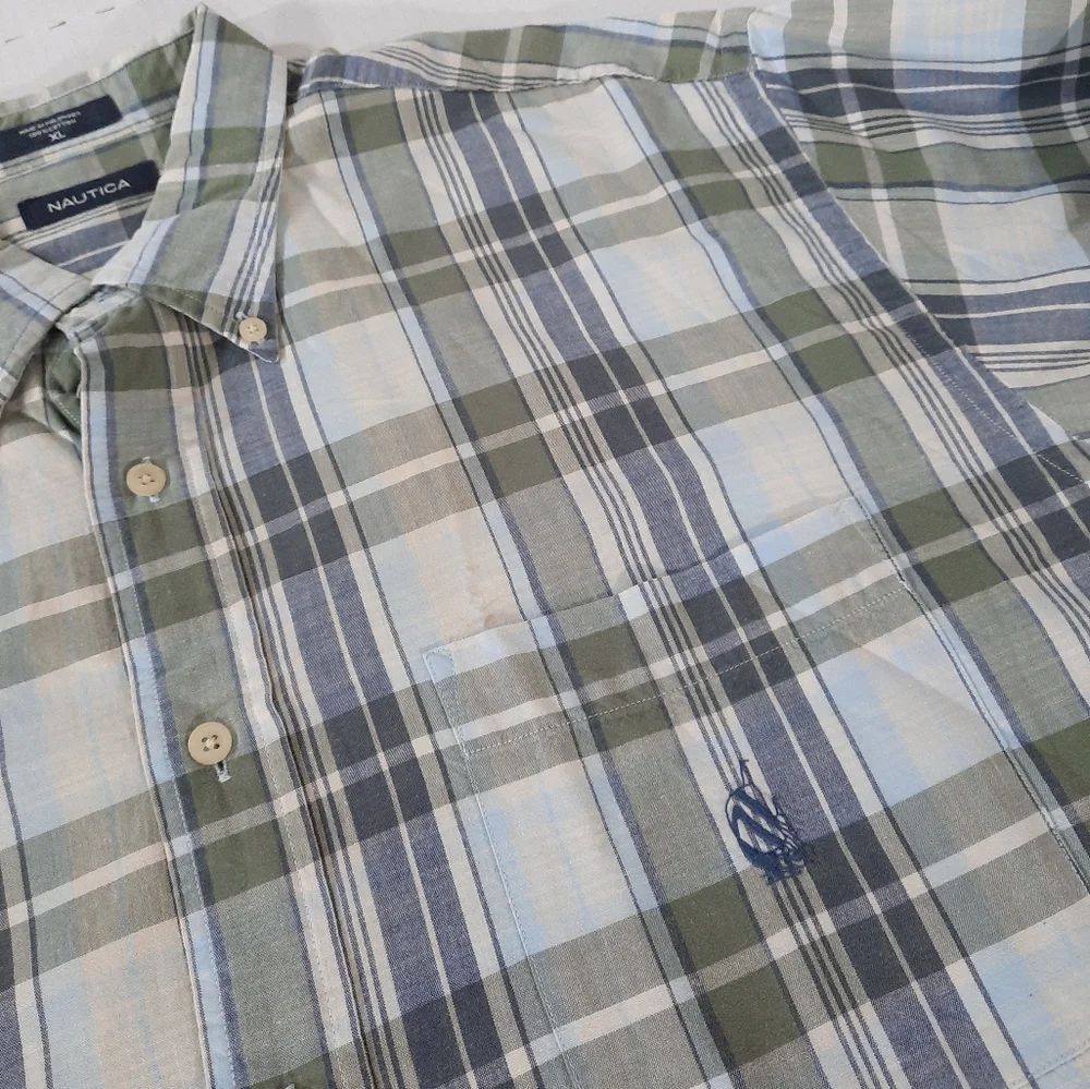 Vintage Nautica Long Sleeve Plaid Print Shirt Runs Big - Picture 3 of 7
